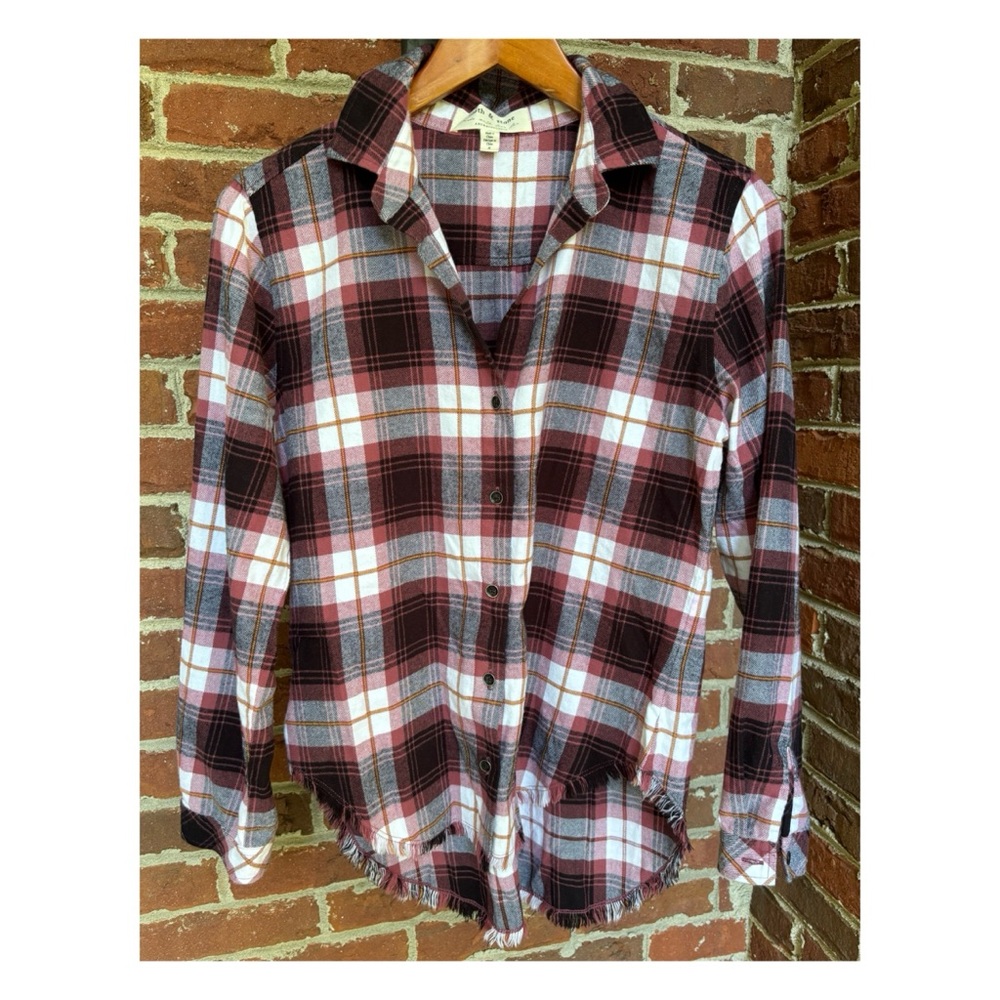 NWOT Anthropologie Cloth & Stone Plaid Buttondown Top  Size Small